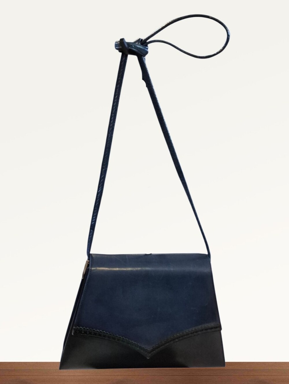 Vintage Bally International Two-Tone Blue Leather Flap Crossbody Bag